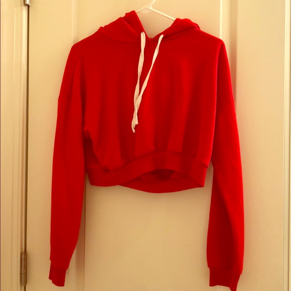 Red Forever 21 Cropped Hoodie